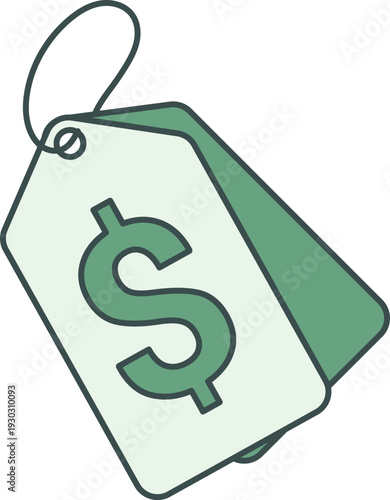 Stylized green dollar sign coin