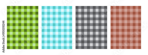 Abstract geometric square grid pattern in olive green, turquoise, gray, and brown. Fabric background. Pro vector