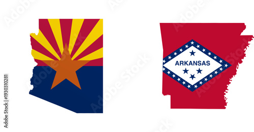 Arizona flag map poster. US state pride wall decor artwork. Patriotic printable digital art. Detailed vector illustration