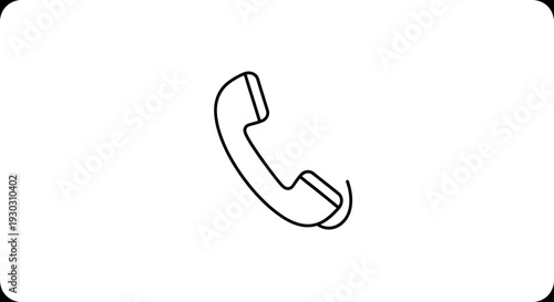 Simple Line Art Icon of a Telephone Handset, Communication Symbol