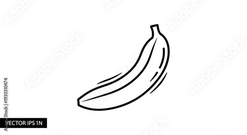 Simple Line Drawing of a Banana, Minimalist Fruit Icon, Vector Illustration