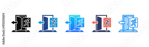 Emergency Exit icon sheet multiple style collection