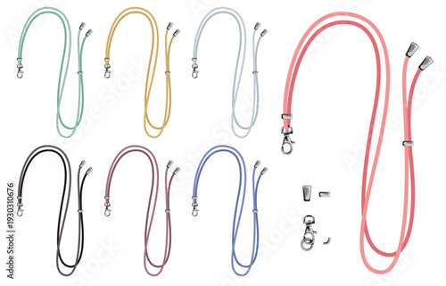 スマホやIDカードに使えるショルダーストラップ。くすみカラーのバリエーションセット / Shoulder strap set in dusty colors