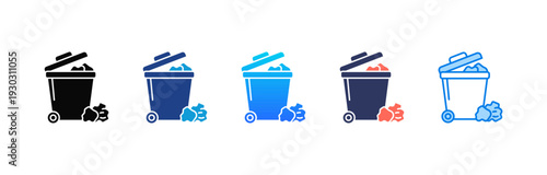 Waste Disposal icon sheet multiple style collection