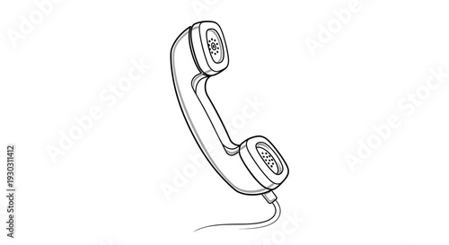 Retro Telephone Handset Line Drawing - Vintage Communication Icon