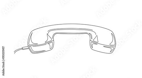 Retro Telephone Handset Line Art Illustration