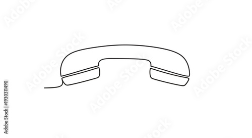 Retro Telephone Handset Single Line Drawing, Vintage Communication Icon