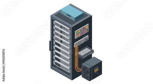 Server cabinet with multiple storage units and a detached external drive
