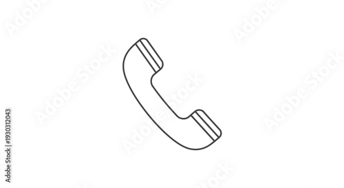 Retro Telephone Handset Icon, Vintage Communication Symbol, Old Phone Receiver Line Art