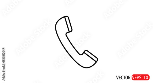 Retro Telephone Handset Icon, Vintage Communication Symbol, Classic Phone Receiver Outline