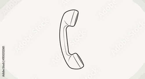 Retro Telephone Handset Icon, Vintage Communication Symbol, Outline Drawing