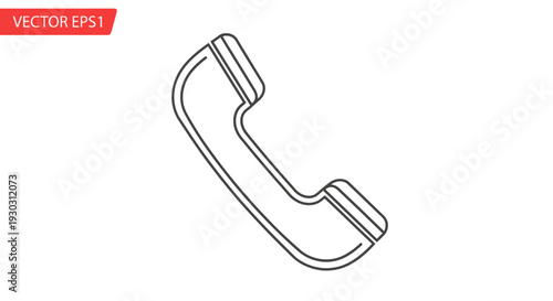 Retro Telephone Handset Icon, Vintage Communication Symbol, Outline Vector Art