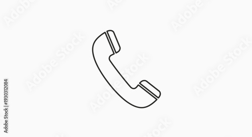Retro Telephone Handset Icon, Vintage Communication Symbol, Simple Line Art