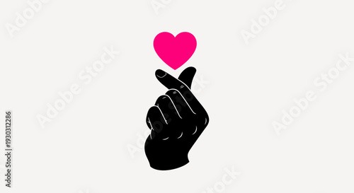 Finger Heart Gesture Icon – Korean Love Symbol Hand Silhouette Vector