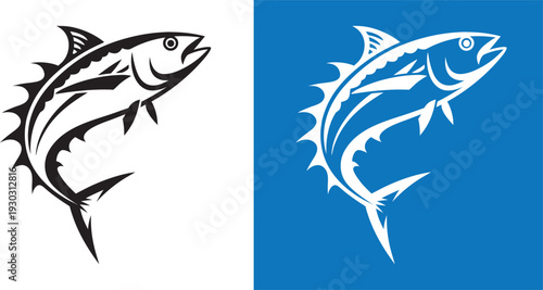 Tuna fish vector art icon, black tuna clip art, logo, illustration on white background