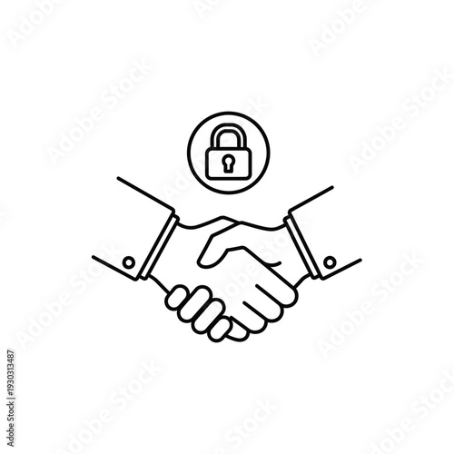 Handshake with a lock symbol above it