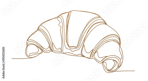 Delicious Croissant in Warm Brown Line Art Style