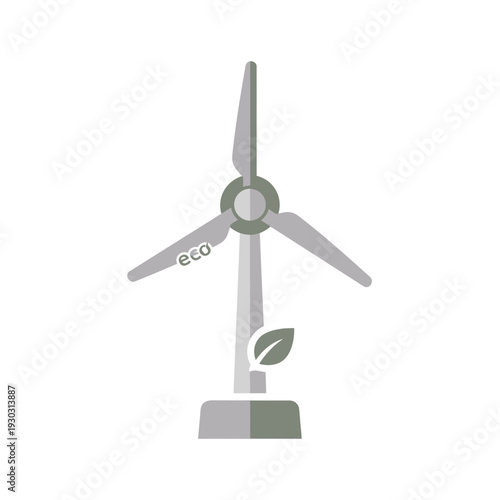 A wind turbine with a leaf and the word eco on it