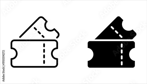 Ticket icon set. Raffle ticket symbol. Trendy flat outline ui sign design on white background