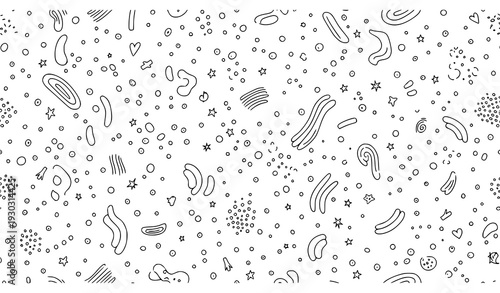 Seamless hand drawn black doodle pattern minimal vector background