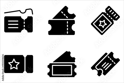 Ticket icon set. Raffle ticket symbol. Trendy flat outline ui sign design on white background