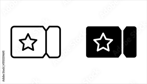 Ticket icon set. Raffle ticket symbol. Trendy flat outline ui sign design on white background