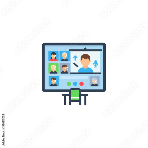 A computer screen with a video conference on it