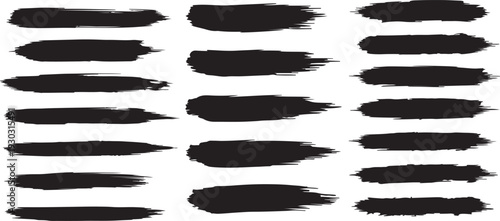 A collection of 20 black brush strokes on a white background