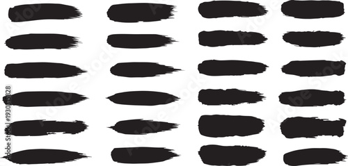 Collection of  black brush strokes on white background