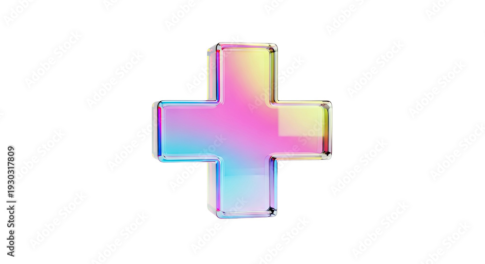 Fototapeta premium Iridescent Glass Plus Sign