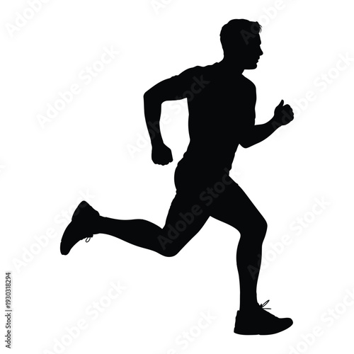 Urban Night Runner Vector, Silhouette, Illustration