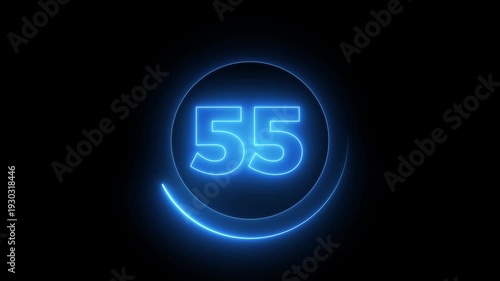 60-0 counting down seconds neon number 60 seconds countdown timer animation Countdown timer from 60 to 0 seconds real time.