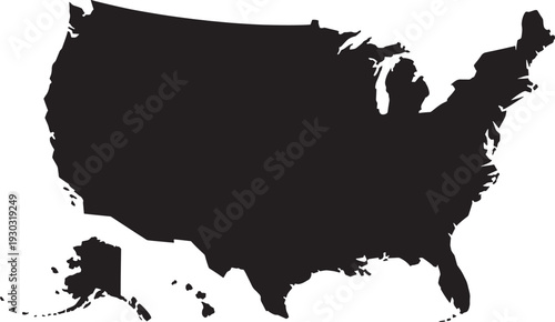 Map of the United States black white geography