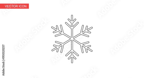 Simple Snowflake Icon Vector Illustration, Winter Season Symbol, Cold Weather Graphic
