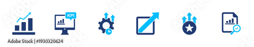 Performance growth icon set. analytics, improvement, success, metrics, progress. solid style icon collection.