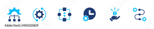Workflow optimization icon set. efficiency, process, automation, productivity, management. solid style icon collection.