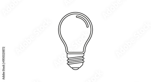 Simple Line Art Icon of a Light Bulb on White Background