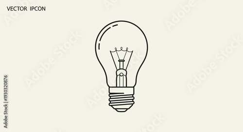 Simple Line Art Icon of a Light Bulb, Symbol of Idea and Innovation