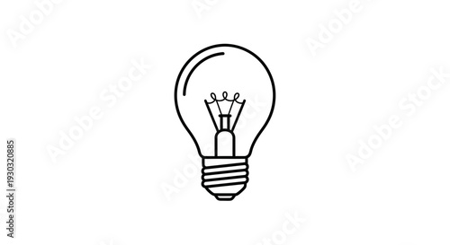 Simple line art illustration of a classic incandescent light bulb on a white background