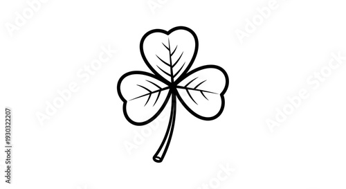 Shamrock icon, lucky clover symbol, isolated on white background, simple line art