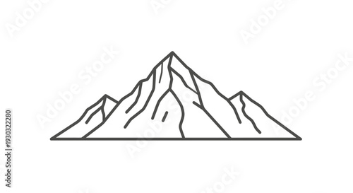 Minimalist Mountain Peak Outline Icon, Adventure and Exploration Symbol
