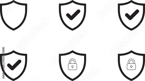 Shield security in black and white shield security protection safety checkmark lock