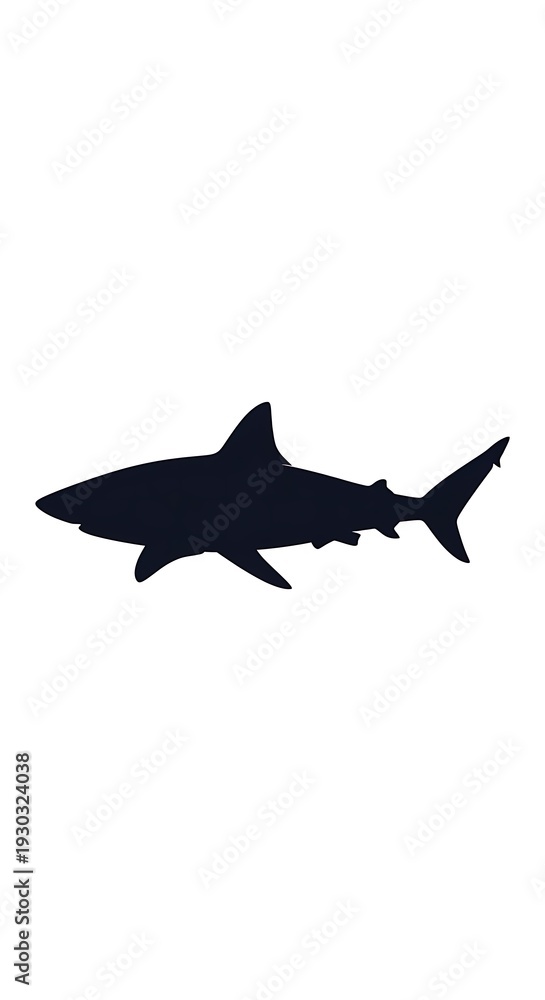 Obraz premium Black silhouette of a shark swimming.