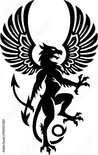 Stylized Mythical Creature Silhouette Graphic Element Icon