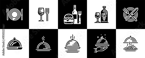 Icon Set Vector of 10 Restaurant and Food Service Icons