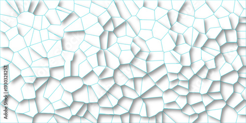 Abstract extruded white Voronoi diagram blocks vector background. Multicolored geometric wattled mosaic pattern wallpaper. geometric seamless pattern with 3d shapes triangle background. 
