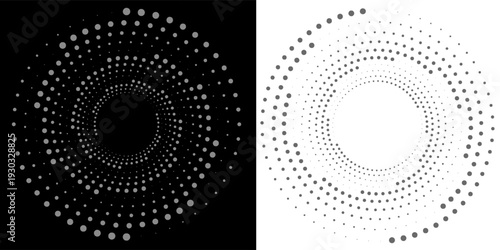 Abstract background with lines in circle. Art design spiral as logo or icon. A black figure on a white background and an equally white figure on the black side.