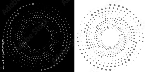 Abstract background with lines in circle. Art design spiral as logo or icon. A black figure on a white background and an equally white figure on the black side.