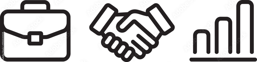Fototapeta premium Business icons briefcase handshake graph on transparent background vector illustration