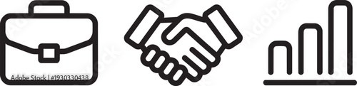 Business icons briefcase handshake graph on transparent background vector illustration